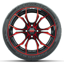 Load image into Gallery viewer, 15&quot; GTW Spyder Red and Black Wheels with GTW Fusion GTR Street Tires (Set of 4)