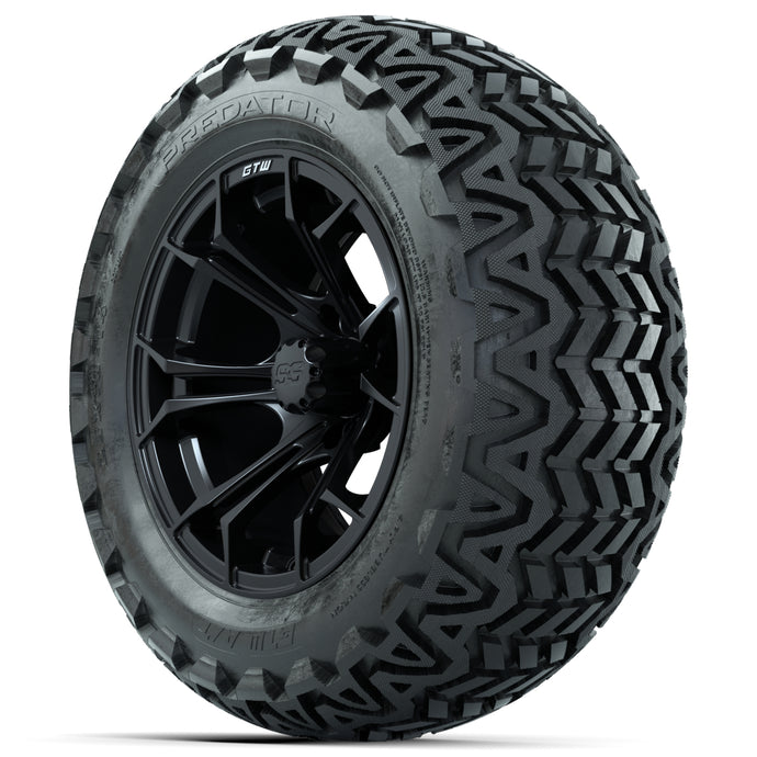 14-inch GTW Matte Black Spyder Wheels with 23x10-14 GTW Predator All-Terrain Tires (Set of 4)
