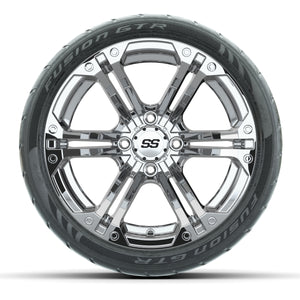 14-inch GTW Chrome Specter Wheels with 205/40-R14 Fusion GTR Street Tires (Set of 4)