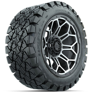 14-inch GTW Matte Machined and Gray Bravo Wheels with 22x10-14 GTW Timberwolf All-Terrain Tires (Set of 4)