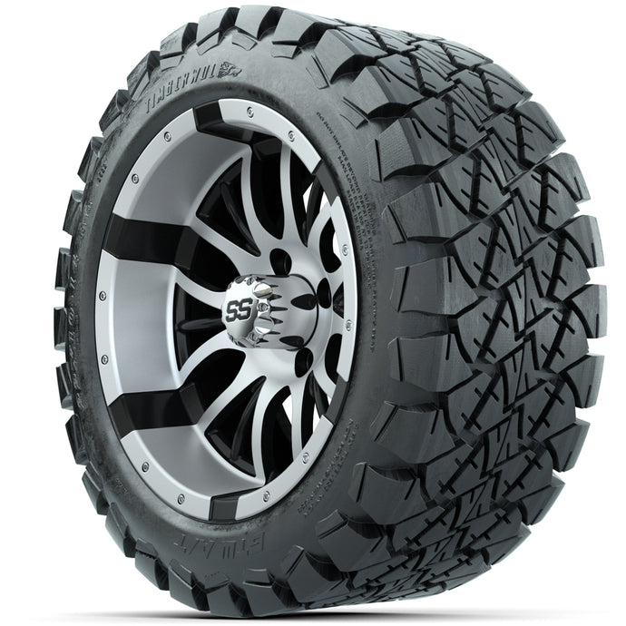 14-inch GTW Machined and Black Diesel Wheels with 22x10-14 GTW Timberwolf All-Terrain Tires (Set of 4)