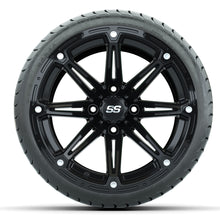 Load image into Gallery viewer, 14-inch GTW Element Wheels / Black Finish with 225/30-14 Mamba Street Tires (Set of 4)
