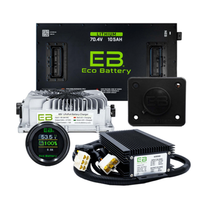 EZGO Freedom RXV (w/Metal Battery Rack) 70V 105Ah Eco Lithium Battery Complete Bundle