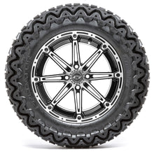 Load image into Gallery viewer, 14-inch GTW Element Black and Machined Wheels with 23” Predator All-Terrain Tires (Set of 4)