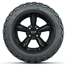 Load image into Gallery viewer, 14-inch GTW Black Godfather Wheels with 22x10-14 GTW Timberwolf All-Terrain Tires (Set of 4)