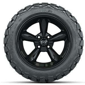 14-inch GTW Black Godfather Wheels with 22x10-14 GTW Timberwolf All-Terrain Tires (Set of 4)