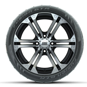 14-inch GTW Machined & Black Specter Wheels with 205/40-R14 Fusion GTR Street Tires (Set of 4)