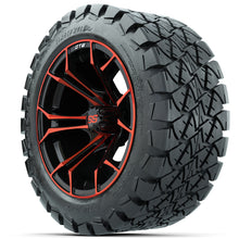 Load image into Gallery viewer, 14-Inch GTW Spyder Red and Black Wheels with 22x10-14 GTW Timberwolf All-Terrain Tires (Set of 4)