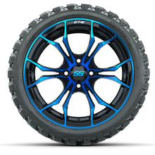 Load image into Gallery viewer, 15&quot; GTW Spyder Blue and Black Wheels with GTW Nomad Off Road Tires (Set of 4)