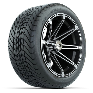 14-inch GTW Element Wheels / Machined Silver & Black Finish with 225/30-14 Mamba Street Tires (Set of 4)