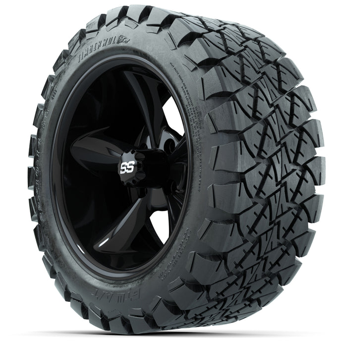 14-inch GTW Black Godfather Wheels with 22x10-14 GTW Timberwolf All-Terrain Tires (Set of 4)