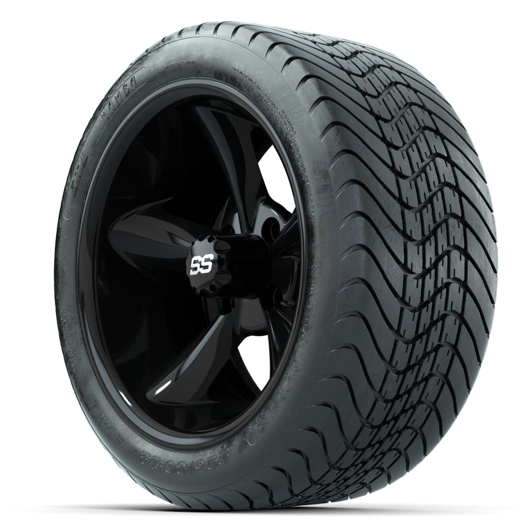 14-inch GTW Godfather Wheels / Black Finish with 225/30-14 Mamba Street Tires (Set of 4)