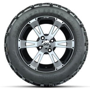 14-inch GTW Machined and Black Yellow Jacket Wheels with 23x10-14 Sahara Classic All-Terrain Tires (Set of 4)