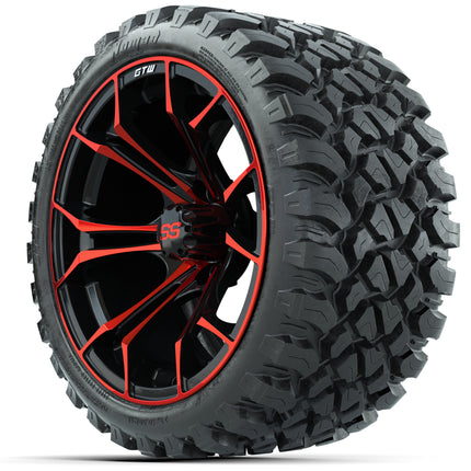 15-Inch GTW Spyder Red and Black Wheels with GTW Nomad Off Road Tires (Set of 4)