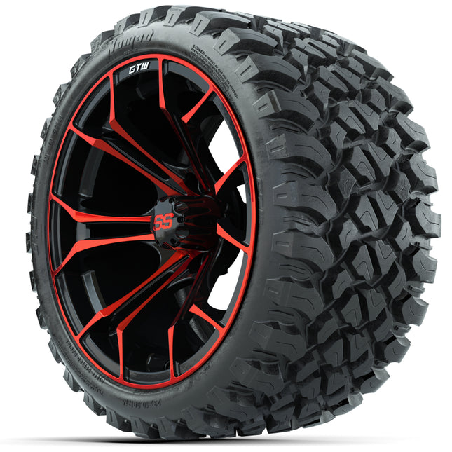 15-Inch GTW Spyder Red and Black Wheels with GTW Nomad Off Road Tires (Set of 4)