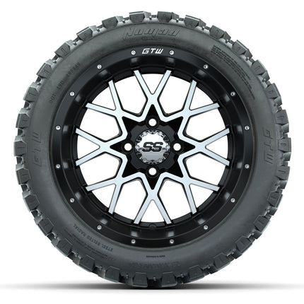 14-inch GTW Machined and Black Vortex Wheels with 23x10-14 GTW Nomad All-Terrain Tires (Set of 4)