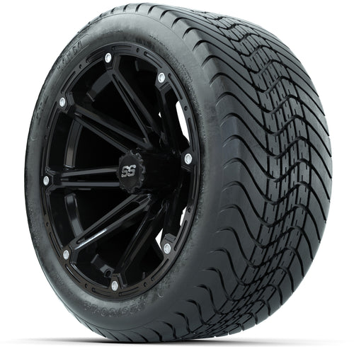 14-inch GTW Element Wheels / Black Finish with 225/30-14 Mamba Street Tires (Set of 4)