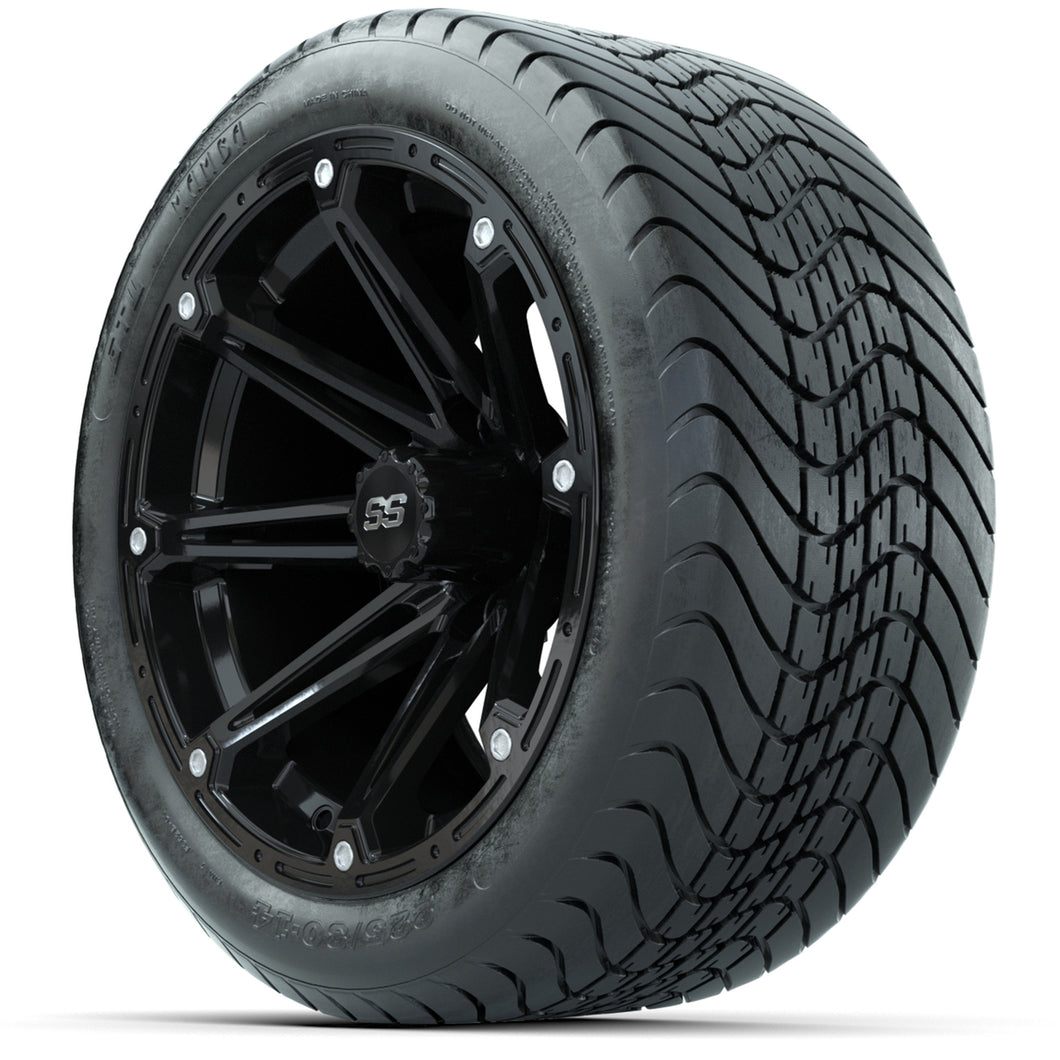 14-inch GTW Element Wheels / Black Finish with 225/30-14 Mamba Street Tires Set of (4)