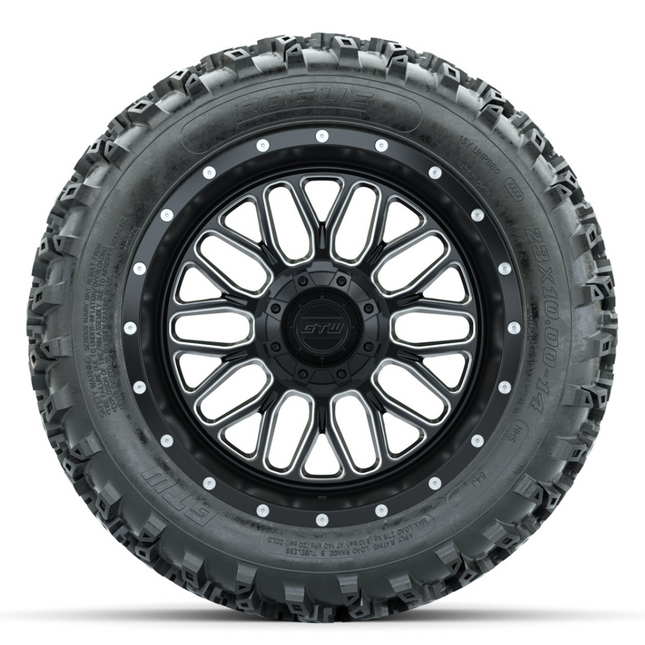 14-Inch GTW Helix Machined/Black with 23x10-14 Rogue All Terrain Tires Set of (4)