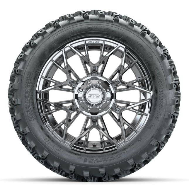 14-Inch GTW Stellar Chrome with 23x10-14 Rogue All Terrain Tires Set of (4)