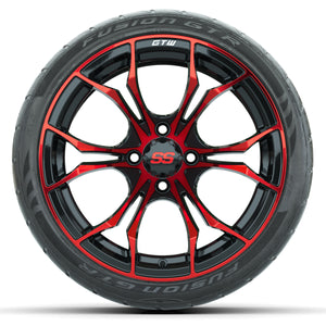 15" GTW Spyder Red and Black Wheels with GTW Fusion GTR Street Tires (Set of 4)