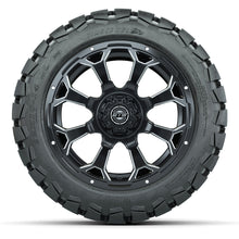 Load image into Gallery viewer, 14-Inch GTW Raven Matte Black and Ball Milled Wheels with 22x10-14 GTW Timberwolf All-Terrain Tires (Set of 4)