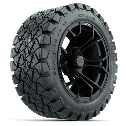 14-Inch GTW Spyder Matte Black Wheels with 22x10-14 GTW Timberwolf All-Terrain Tires (Set of 4)