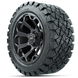 14-Inch GTW Raven Matte Gray and Ball Milled Wheels with 22x10-14 GTW Timberwolf All-Terrain Tires (Set of 4)