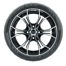 Load image into Gallery viewer, 14-inch GTW Machined/Black Spyder Wheels with 205/40-14 Fusion GTR Steel Belted Tires (Set of 4)