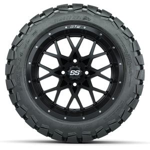14-Inch GTW Vortex Matte Black Wheels with 22x10-14 GTW Timberwolf All-Terrain Tires (Set of 4)