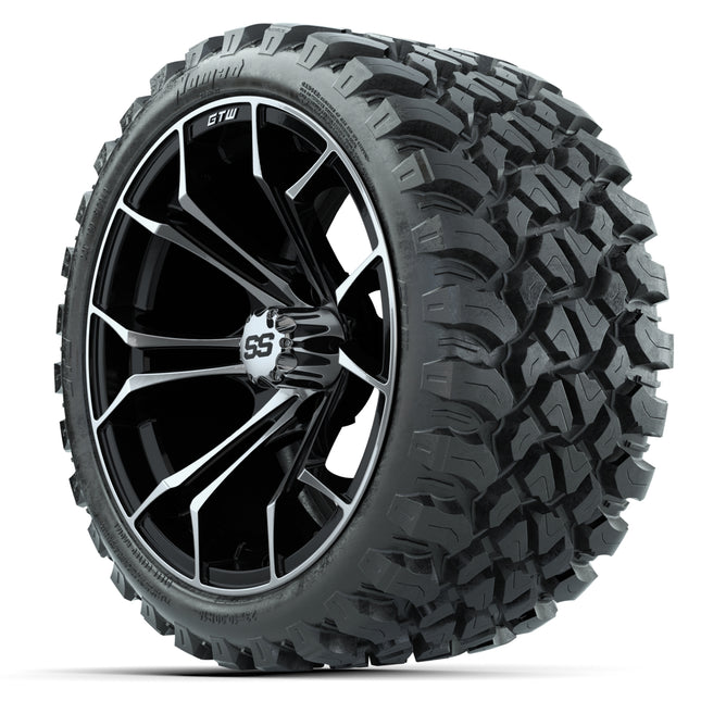 15-Inch GTW Spyder Machined and Black Wheels with GTW Nomad Off Road Tires (Set of 4)