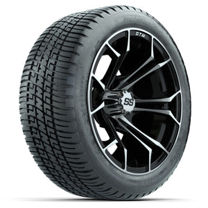 14-inch GTW Spyder Wheels / Machined & Black Finish with 205/30-14 Fusion Street Tires Set of (4)