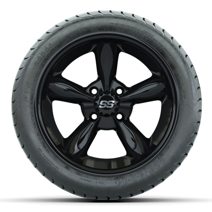 14-inch GTW Godfather Wheels / Black Finish with 225/30-14 Mamba Street Tires (Set of 4)