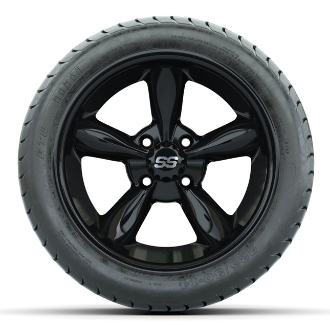 14-inch GTW Godfather Wheels / Black Finish with 225/30-14 Mamba Street Tires (Set of 4)