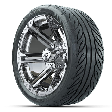 14-inch GTW Chrome Specter Wheels with 205/40-R14 Fusion GTR Street Tires (Set of 4)