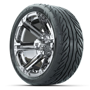 14-inch GTW Chrome Specter Wheels with 205/40-R14 Fusion GTR Street Tires Set of (4)