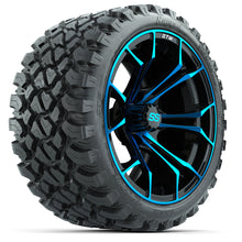 Load image into Gallery viewer, 15&quot; GTW Spyder Blue and Black Wheels with GTW Nomad Off Road Tires (Set of 4)