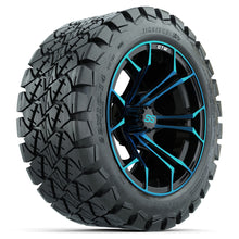 Load image into Gallery viewer, 14-Inch GTW Spyder Blue and Black Wheels with 22x10-14 GTW Timberwolf All-Terrain Tires (Set of 4)
