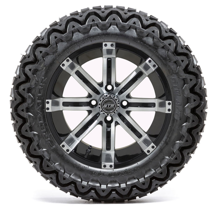 14-inch GTW Tempest Black and Machined Wheels with 23” Predator All-Terrain Tires (Set of 4)