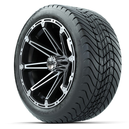14-inch GTW Element Wheels / Machined Silver & Black Finish with 225/30-14 Mamba Street Tires (Set of 4)