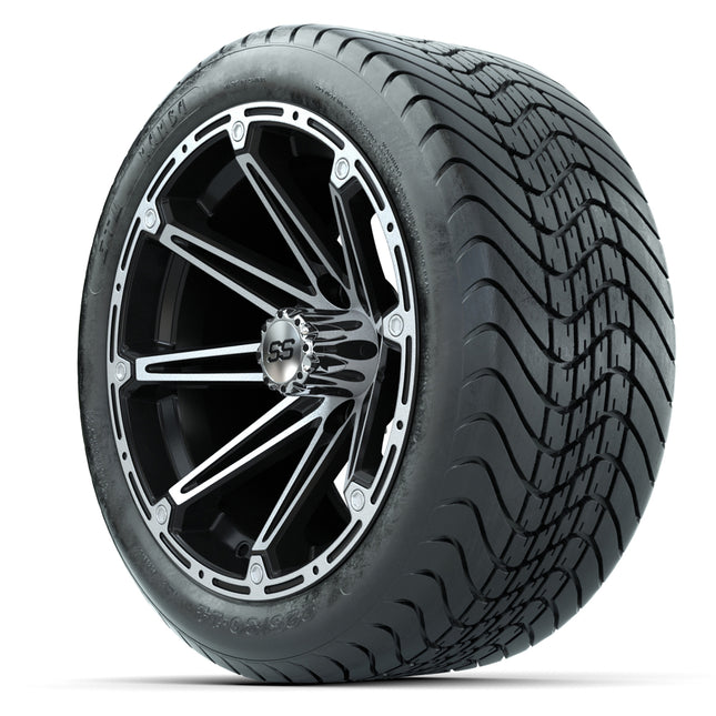 14-inch GTW Element Wheels / Machined Silver & Black Finish with 225/30-14 Mamba Street Tires (Set of 4)