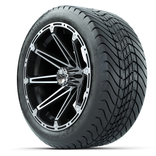 14-inch GTW Element Wheels / Machined Silver & Black Finish with 225/30-14 Mamba Street Tires (Set of 4)