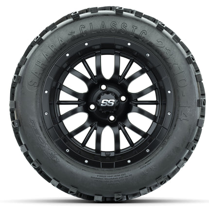 14-inch GTW Matte Black Diesel Wheels with 23x10-14 Sahara Classic All-Terrain Tires (Set of 4)