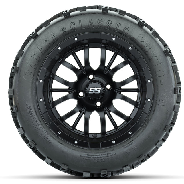 14-inch GTW Matte Black Diesel Wheels with 23x10-14 Sahara Classic All-Terrain Tires (Set of 4)
