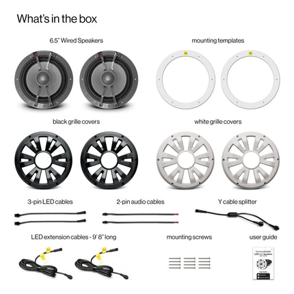 Marine Grade Wired Speaker 6.5" Pair with LEDCast