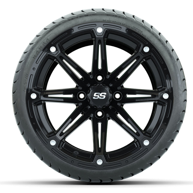14-inch GTW Element Wheels / Black Finish with 225/30-14 Mamba Street Tires (Set of 4)