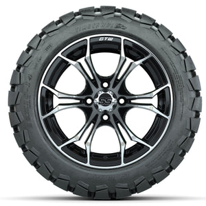 14-Inch GTW Spyder Machined and Black Wheels with 22x10-14 GTW Timberwolf All-Terrain Tires (Set of 4)