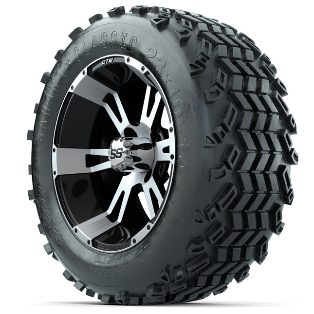 14-inch GTW Machined and Black Yellow Jacket Wheels with 23x10-14 Sahara Classic All-Terrain Tires (Set of 4)