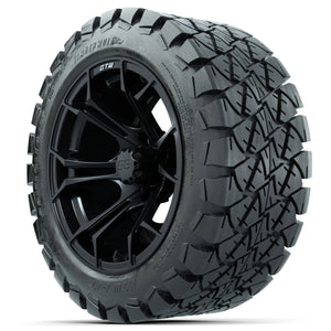 14-Inch GTW Spyder Matte Black Wheels with 22x10-14 GTW Timberwolf All-Terrain Tires (Set of 4)