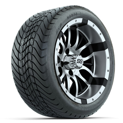 14-inch GTW Diesel Wheels / Machined & Black Finish with 225/30-14 Mamba Street Tires (Set of 4)